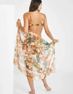 Hypnotic Silk Pareo - Sepia Leaves