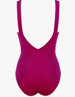 Impact Ruched Front Swimsuit - Berry Glaze