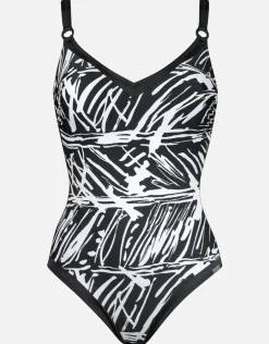 Ink Art Underwired Swimsuit - Black and White