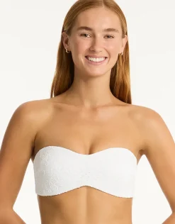 Interlace Bandeau Bikini Top - White