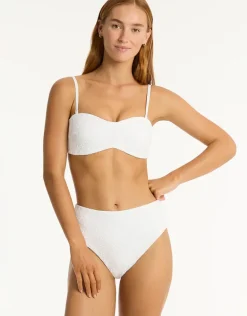 Interlace Retro High Waist Bikini Pant - White