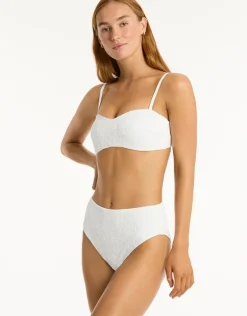 Interlace Retro High Waist Bikini Pant - White