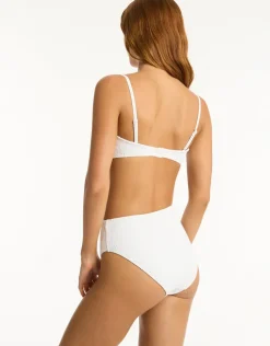 Interlace Retro High Waist Bikini Pant - White