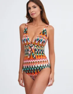 Ipanema Tie Front Swimsuit - Pink Multi