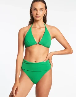 Isla Rib Halter Bikini Top - Green