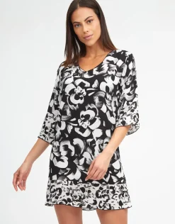 Island Beach Dress - Black and White