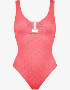 Island Nostalgia Ring Front Swimsuit - Ocean Coral