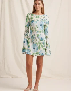 Isles Memento Long Sleeve Mini Dress - Watercolour