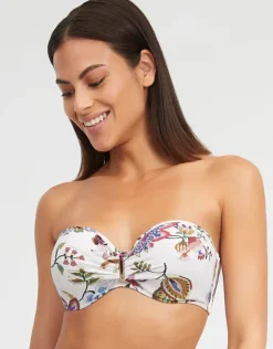 Jasmine Bandeau Bikini Top - White Floral