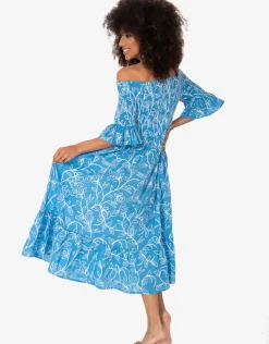 Jessica Off the Shoulder Dress - Mid Blue