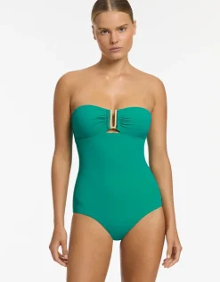 Jetset Bandeau Swimsuit - Mineral Green