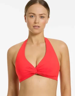 Jetset D DD Twist Front Bikini Top - Cherry
