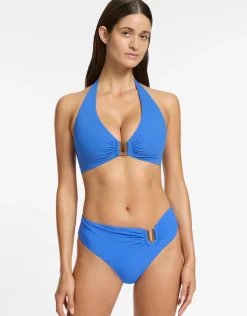 Jetset D DD U Trim Halter Bikini Top - Tide Blue