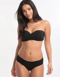 Jetset Gathered Side Bikini Bottom - Black