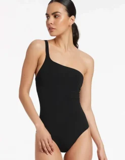 Jetset One Shoulder Swimsuit - Black