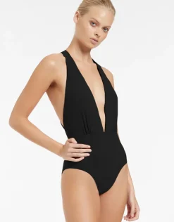 Jetset Plunge Loop Back Swimsuit - Black