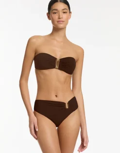 Jetset U Trim Mid Bikini Pant - Chocolate