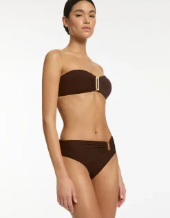 Jetset U Trim Mid Bikini Pant - Chocolate