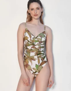 Journey Ruched Swimsuit - Cream Reed