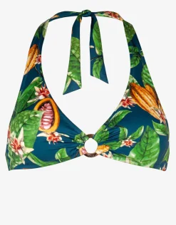 Jungle Mania Halter Bikini Top - Cocoa Tropics