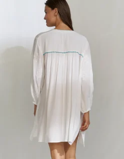 Kaftan Tunic - White and Blue