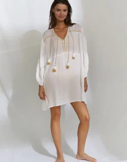 Kaftan Tunic - White and Pineapple