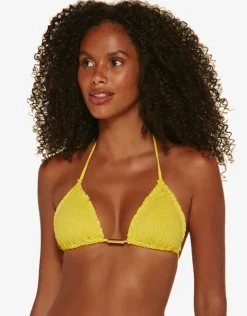 Light Scales Ripple Tri Bikini Top - Yellow