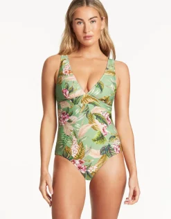 Lost Paradise Panel Line Swimsuit - Green