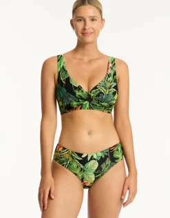 Lotus Cross Front Multi-fit Bikini Top - Black