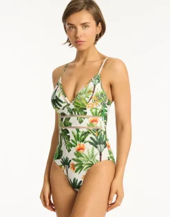 Lotus Spliced Tri Swimsuit - White