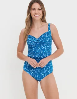 Lucille Longer Length Swimsuit - Teal Dots