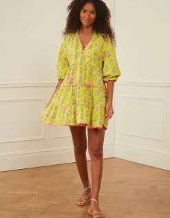 Luna Mini Dress - Lime Tulip
