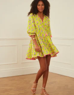 Luna Mini Dress - Lime Tulip