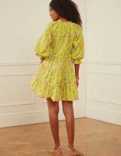 Luna Mini Dress - Lime Tulip