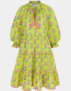 Luna Mini Dress - Lime Tulip