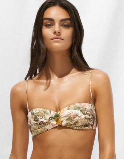 Lush Utopia Twist Bandeau Bikini Top - Botanical Camo