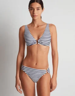 Luxe Stripe Ring OTS Bikini Top - Navy White