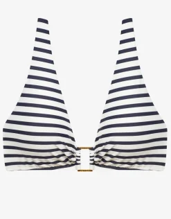 Luxe Stripe Ring OTS Bikini Top - Navy White