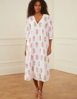 Lydia Dress - Neon Agapanthus