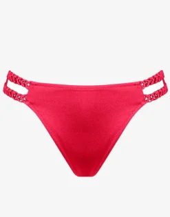 Macrame Love Double Strap Bikini Pant - Luscious Red