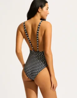 Mala Ring Front Halter Swimsuit - Black