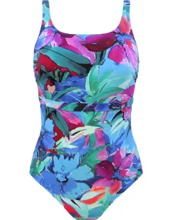 Malena High Front Swimsuit - Turquoise