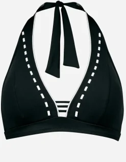Marine Mindset Halter Bikini Top - Black and White