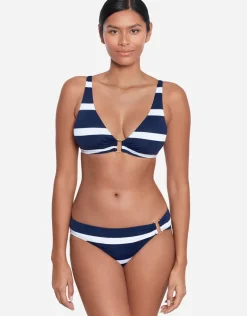 Mariner Stripe Ring OTS Bikini Top - Navy and White