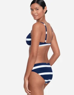 Mariner Stripe Ring OTS Bikini Top - Navy and White