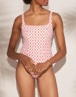 Marrakesh Tie Back One Piece Swimsuit - Red/White