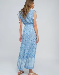 Maya Maxi Dress - Blue and White