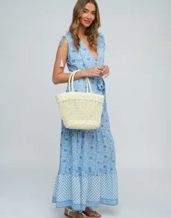 Maya Maxi Dress - Blue and White