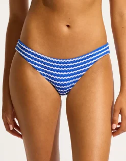 Mesh Effect Hipster Bikini Pant - Azure
