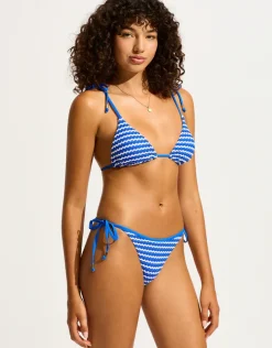 Mesh Effect Tie Side Rio Bikini Pant - Azure